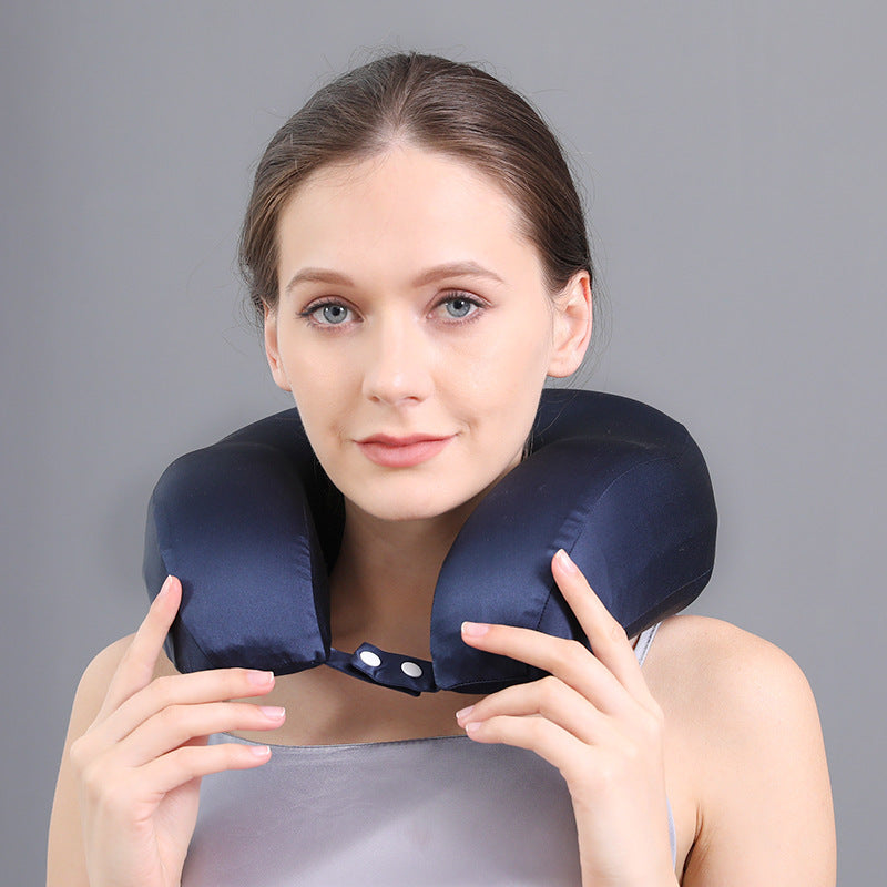 Silk U-shape Pillow Solid Color Neck Pillow