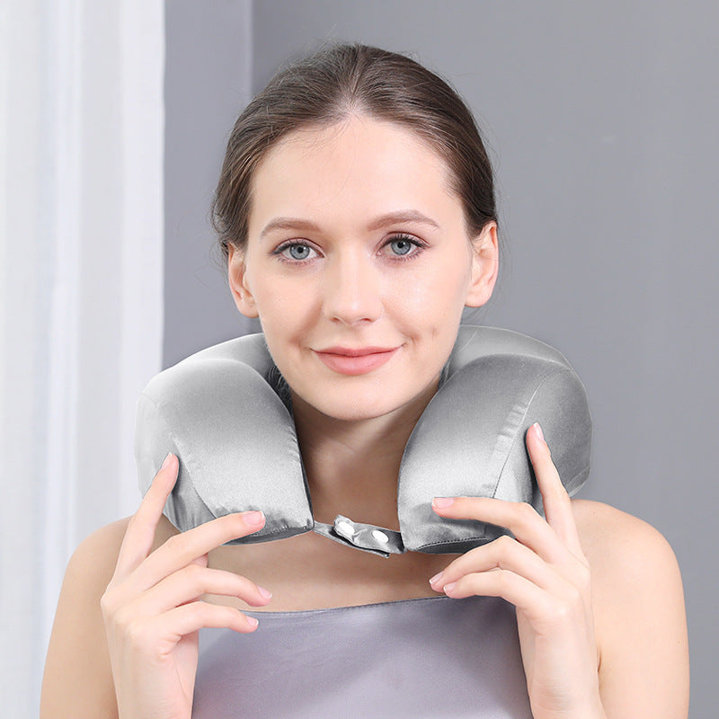 Silk U-shape Pillow Solid Color Neck Pillow
